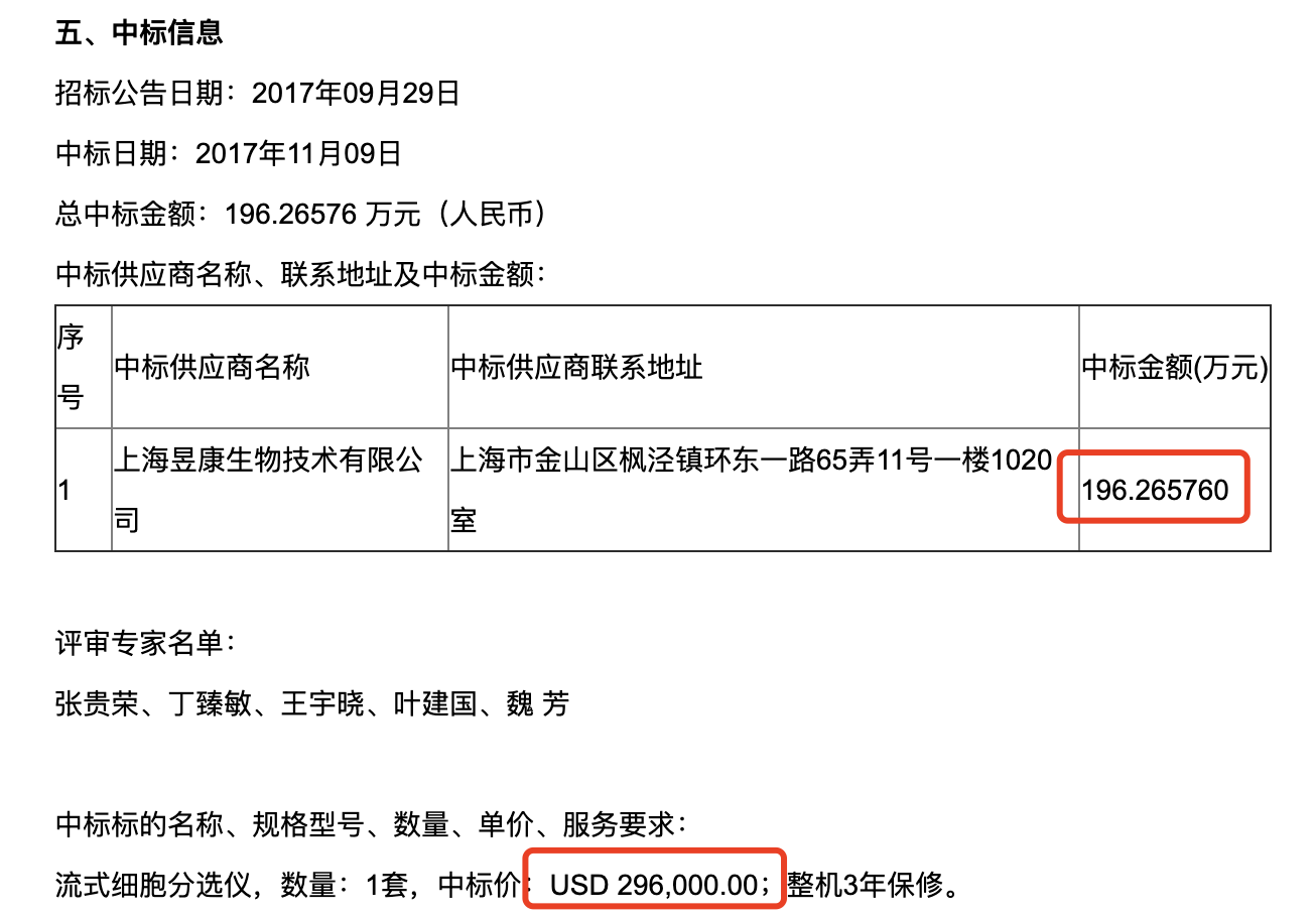 上海交通大学流式细胞分选仪，200万